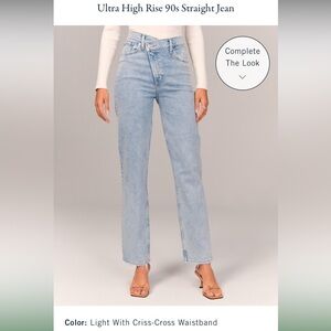 90s Straight Ultra High Rise Jeans, with cross-cross waistband.